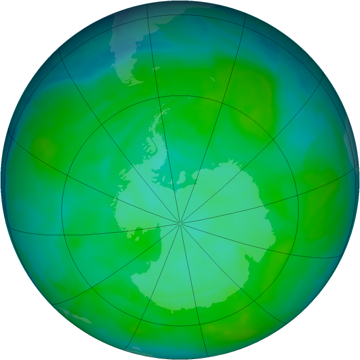 Antarctic ozone map for 17 December 2013